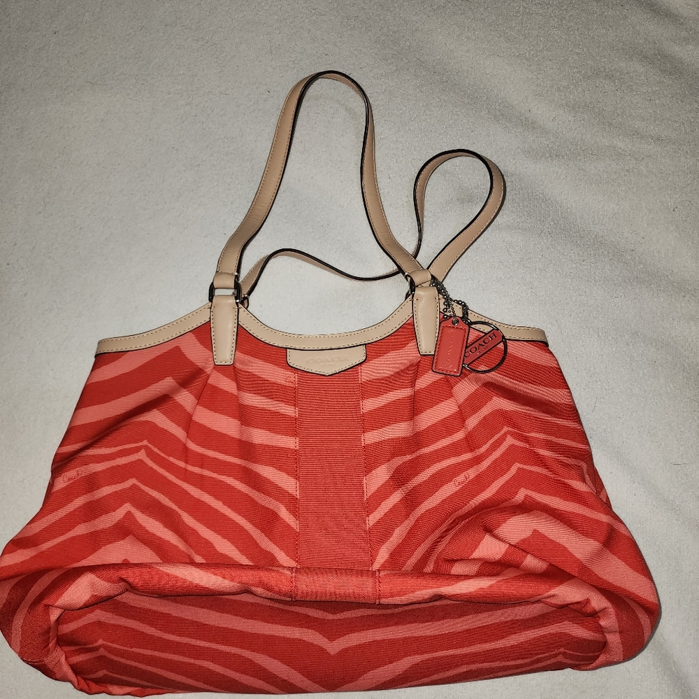 Coach Orange Tiger Stripe Tote